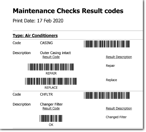 maintenance checks barcodes